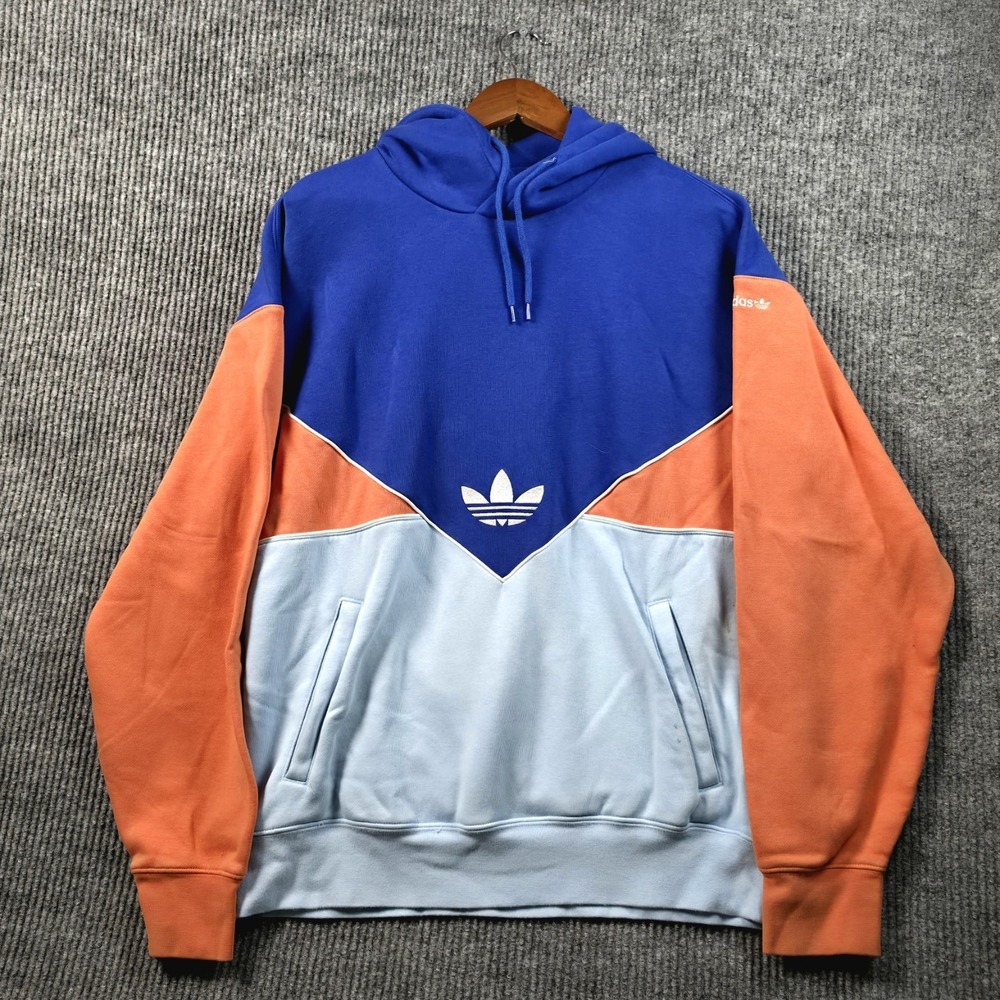 Adidas Adicolor Pullover Hoodie Mens Large Blue Orange Retro Y2K Skater Gorpcore